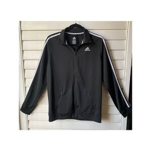 Adidas Black Zip Up Track Jacket With Three Stripes Women's XL